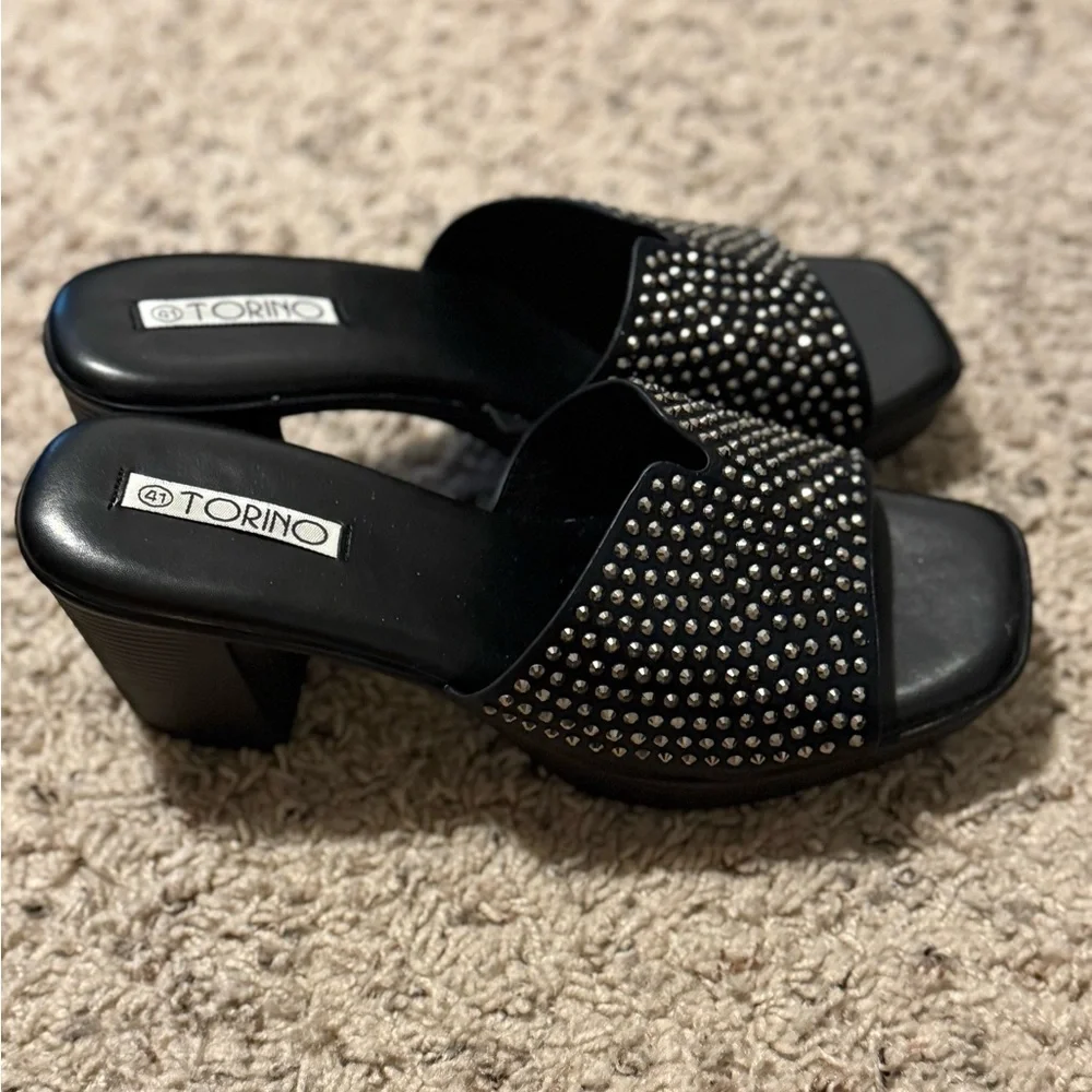 New black crystal sandals size 10‎ US 41 Uk